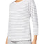 Charter Club Intimates Grey/White Striped Rib-Trim Lounge Top