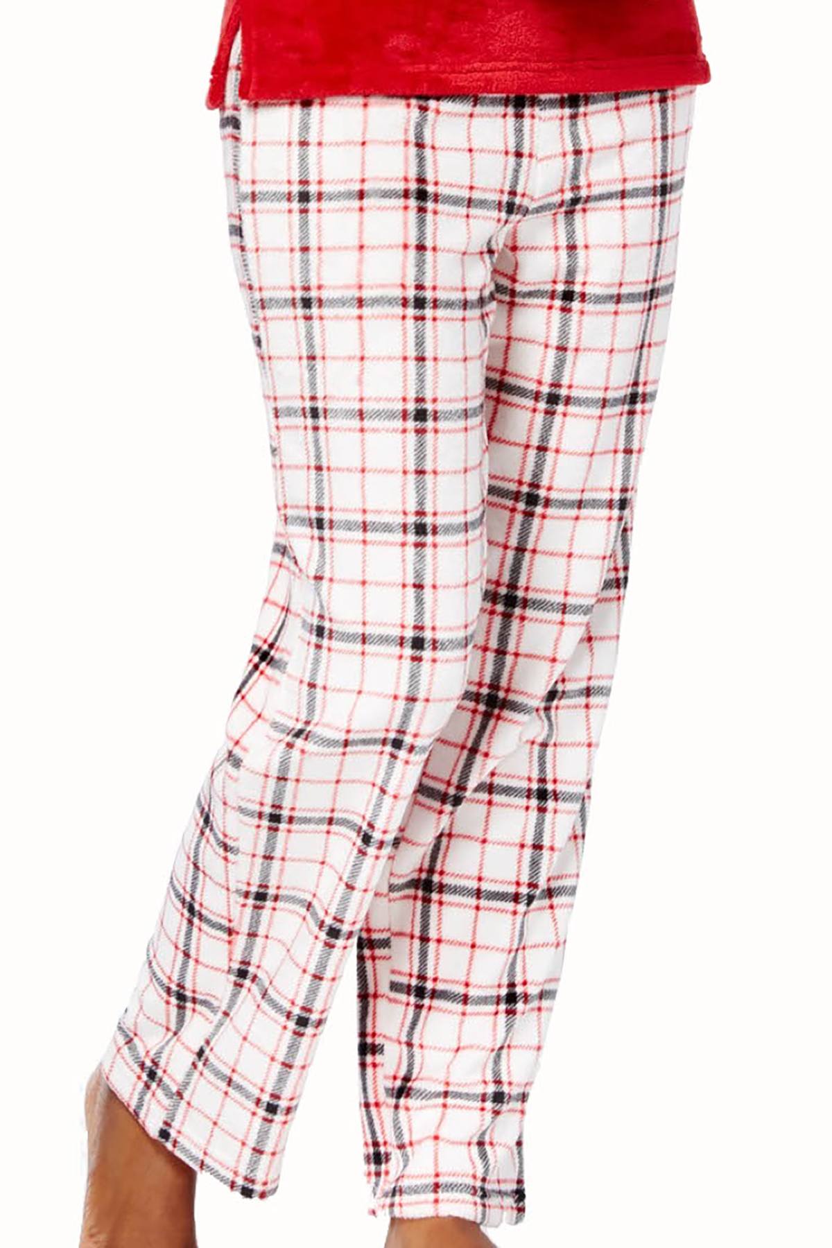 Charter Club Intimates Grid-Plaid Plush Pajama Pant
