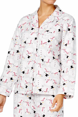 Charter Club Intimates Happy-Snowman Printed Cotton/Flannel Pajama Set thumbnail 2