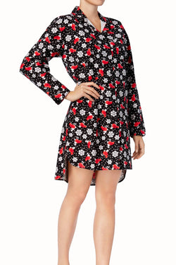 Charter Club Intimates Holiday-Bird Printed Flannel Sleep-Dress thumbnail 1
