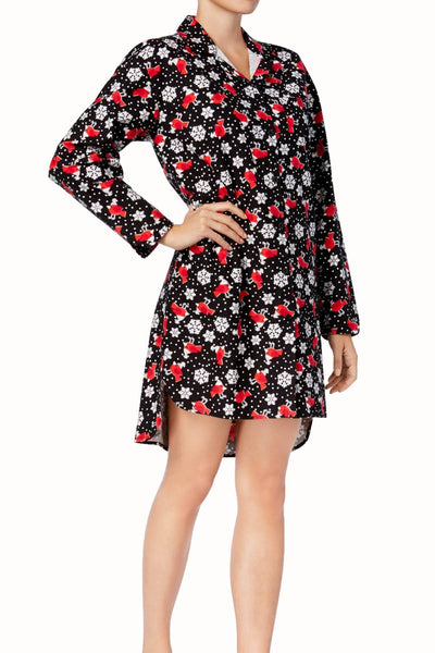 Charter Club Intimates Holiday-Bird Printed Flannel Sleep-Dress