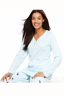 Charter Club Intimates Light-Blue Henley Pajama Top thumbnail 1