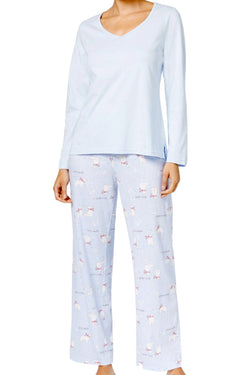 Charter Club Intimates Light-Blue Top & Polar-Bear Printed Pant 2-Pc Pajama Set thumbnail 2