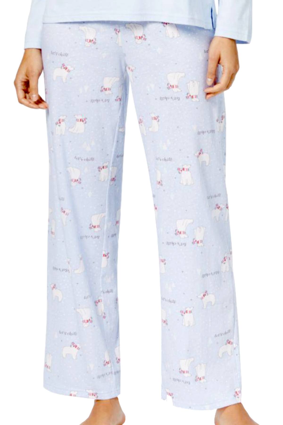 Charter Club Intimates Light-Blue Top & Polar-Bear Printed Pant 2-Pc Pajama Set