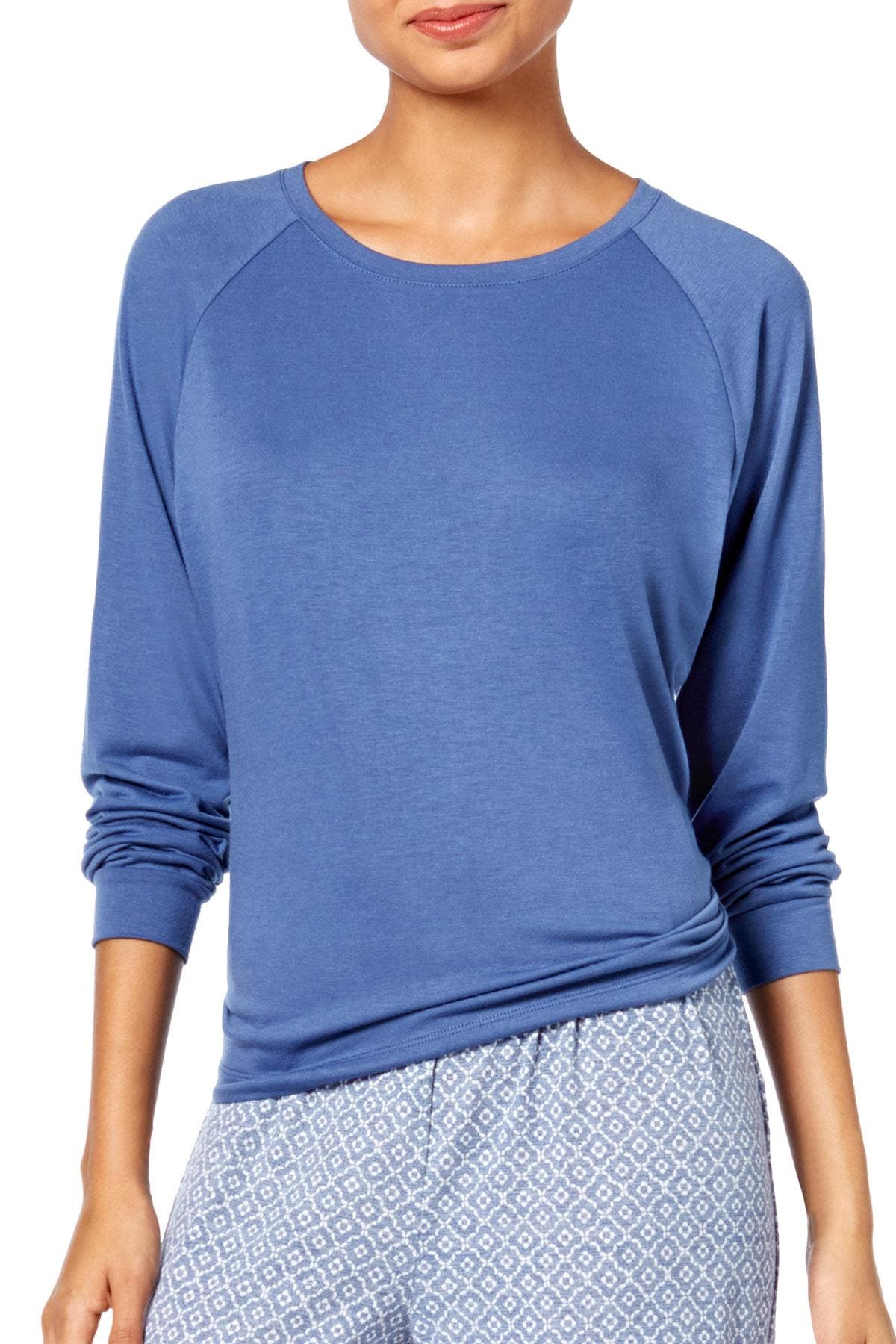 Charter Club Intimates Morrocan Blue Long Sleeve Lounge Tee
