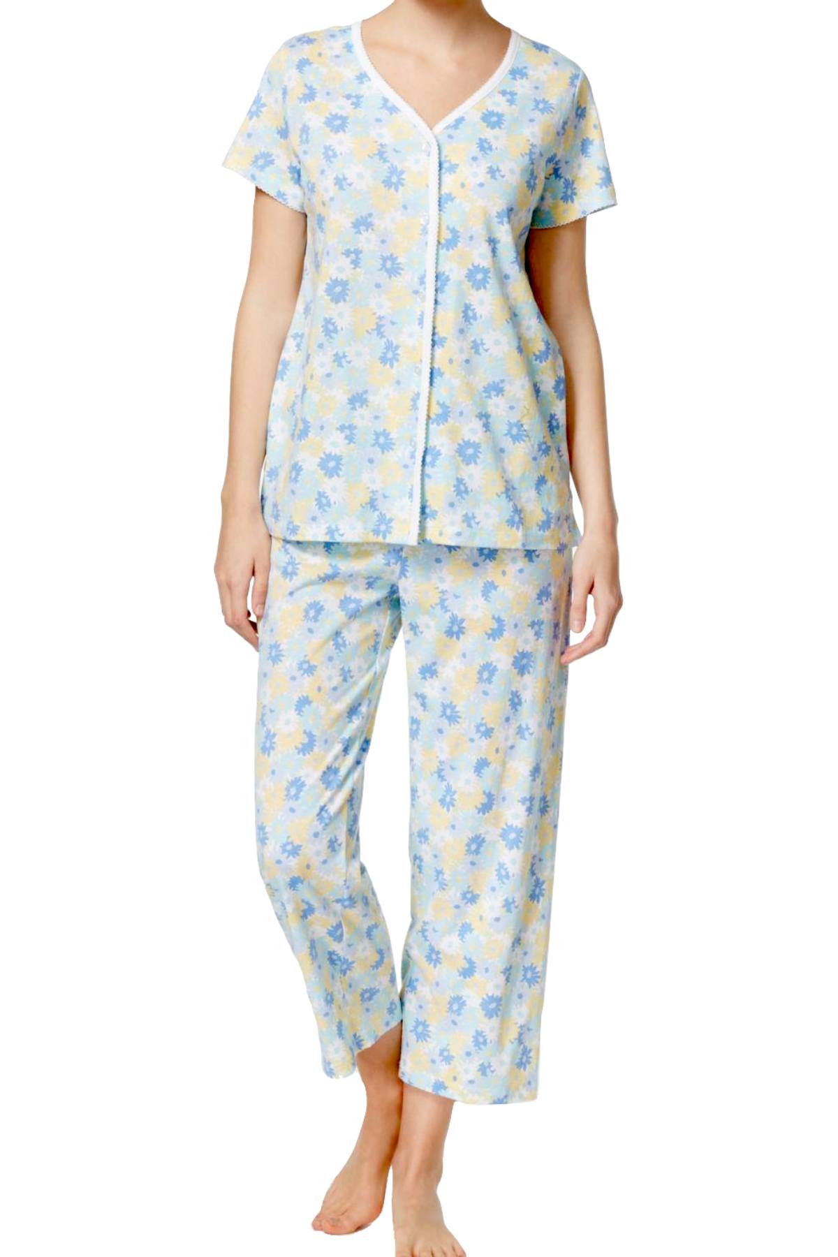 Charter Club Intimates Multi-Daisy Scroll-Print Pajama Set