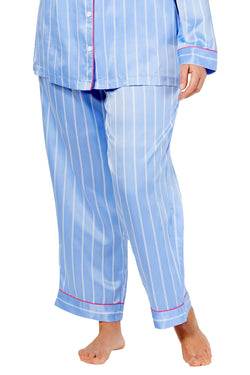 Charter Club Intimates PLUS Blue Dobby-Stripe Satin Pajama Set thumbnail 4