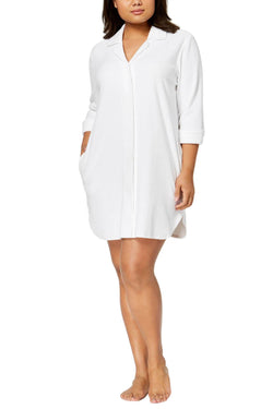 Charter Club Intimates PLUS Bright White Notch-Collar Snap-Front Robe thumbnail 2