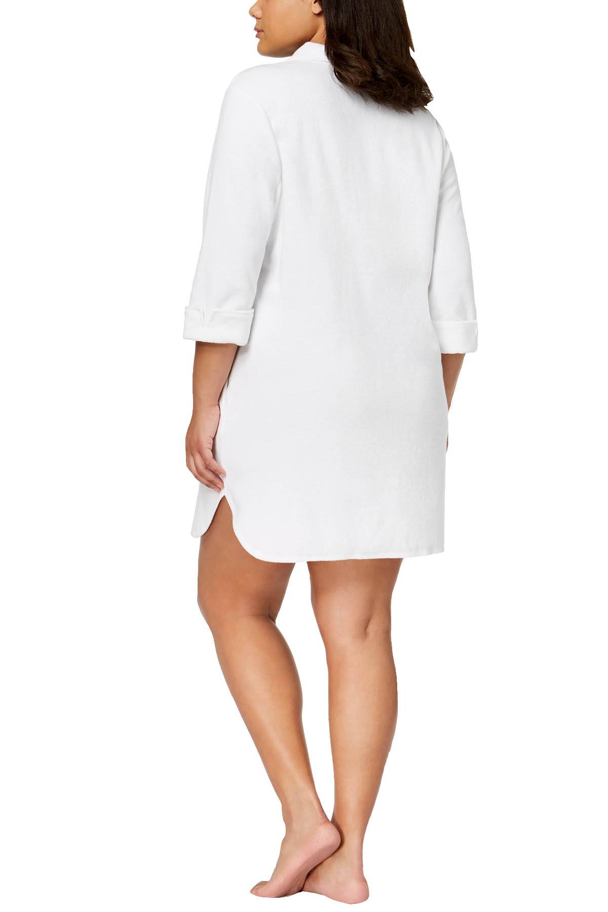 Charter Club Intimates PLUS Bright White Notch-Collar Snap-Front Robe