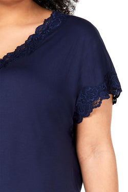 Charter Club Intimates PLUS Ink Blue Lace Trim Soft Knit Modal Nightgown thumbnail 3