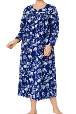 Charter Club Intimates PLUS Navy Rose-Garden Floral-Printed Nightgown thumbnail 1
