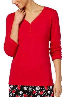 Charter Club Intimates PLUS Red Long-Sleeve Lounge Top thumbnail 1