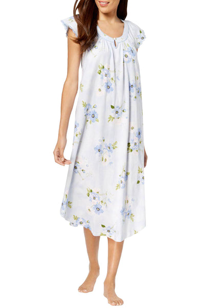 Charter Club Intimates Painterly Floral Lace Trim Cotton Nightgown