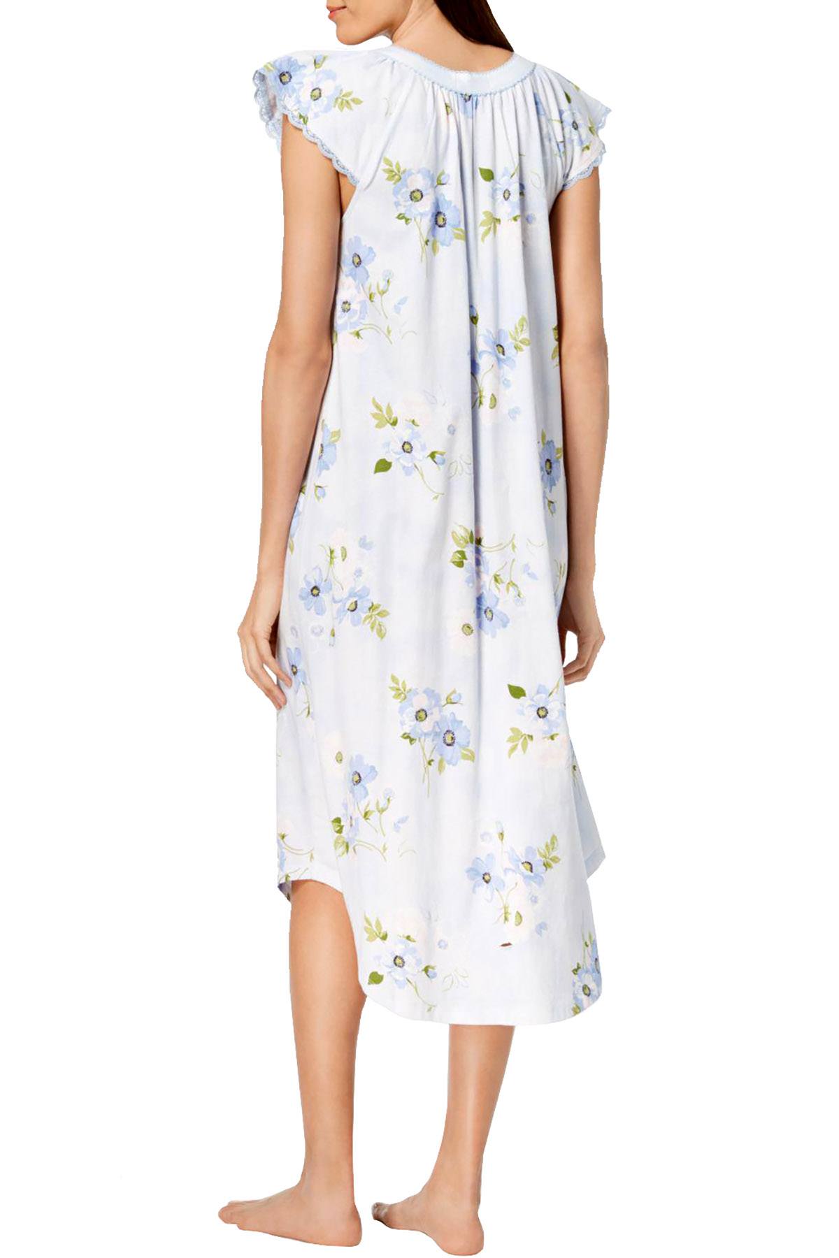 Charter Club Intimates Painterly Floral Lace Trim Cotton Nightgown