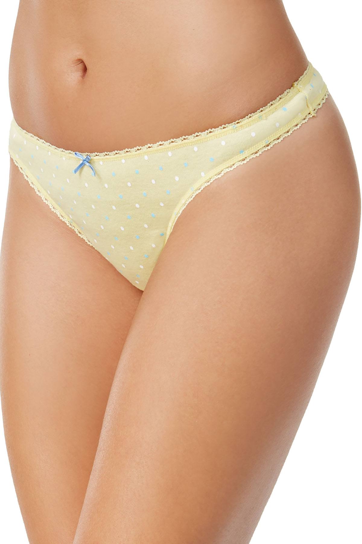 Charter Club Intimates Pale-Yellow Confetti Pretty Cotton Thong