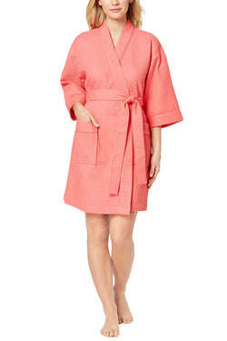 Charter Club Intimates Peony-Coral Short Spa Waffle Robe thumbnail 1