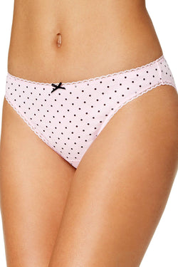 Charter Club Intimates Pink/Black-Dotted Pretty Cotton Bikini Brief thumbnail 1