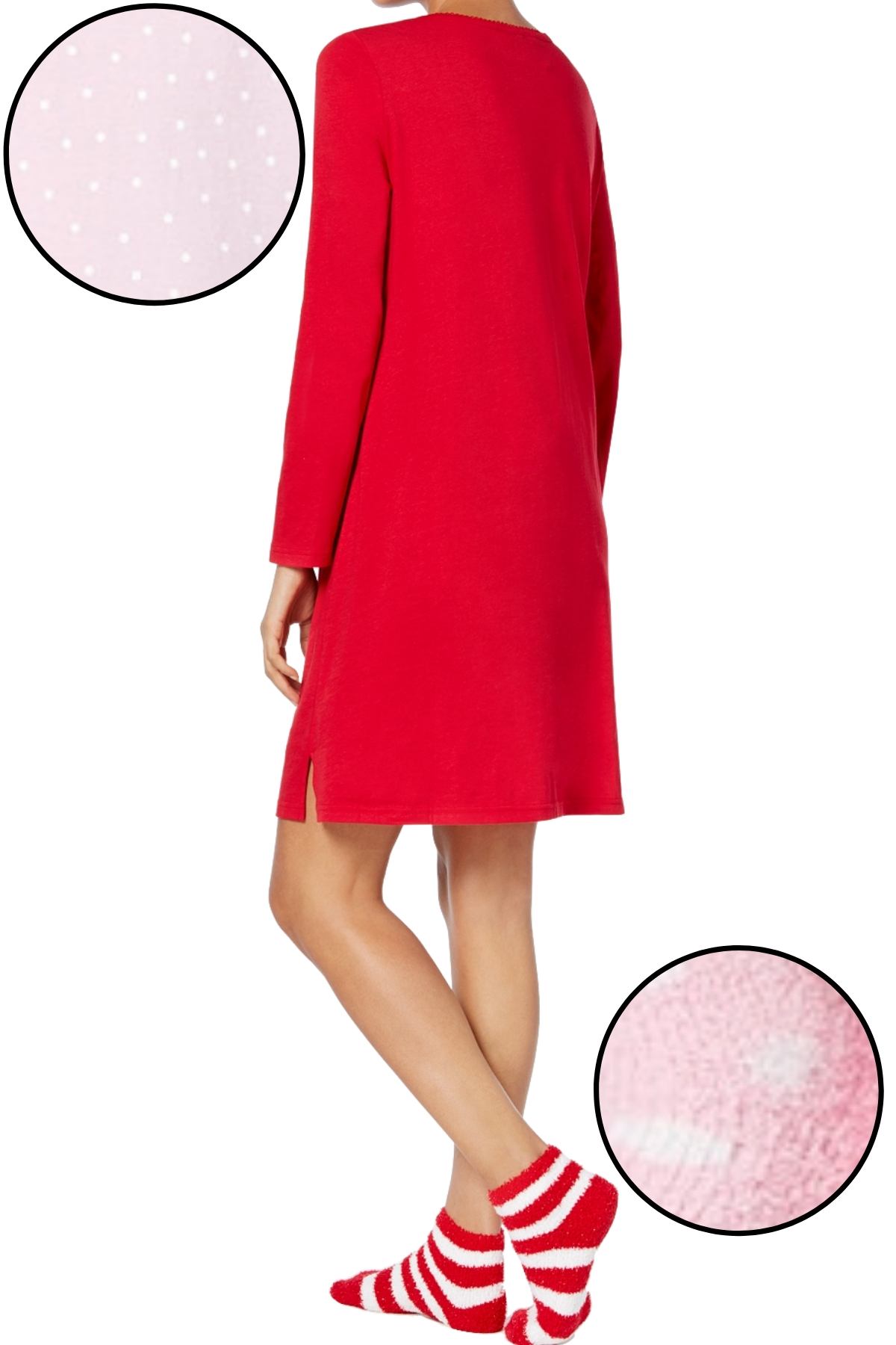 Charter Club Intimates Pink Celebrate Graphic-Print Cotton Sleepshirt With Matching Socks