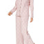 Charter Club Intimates Pink/Grey Garland-Scroll Printed Fleece Pajama Set