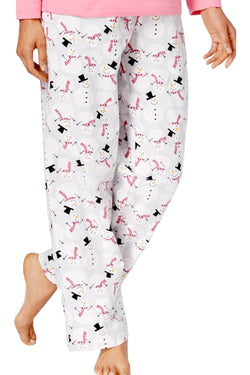 Charter Club Intimates Pink/Grey Happy-Snowman Flannel Mix-It 2-Pc PJ Set thumbnail 3