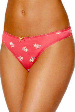 Charter Club Intimates Pink/Palm Tees Pretty Cotton Thong thumbnail 3