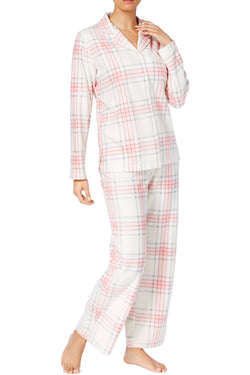 Charter Club Intimates Pink-Plaid 2-Pc Printed Fleece Pajama Set thumbnail 1