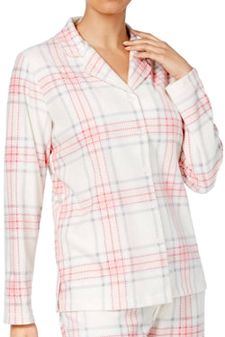 Charter Club Intimates Pink-Plaid 2-Pc Printed Fleece Pajama Set thumbnail 2