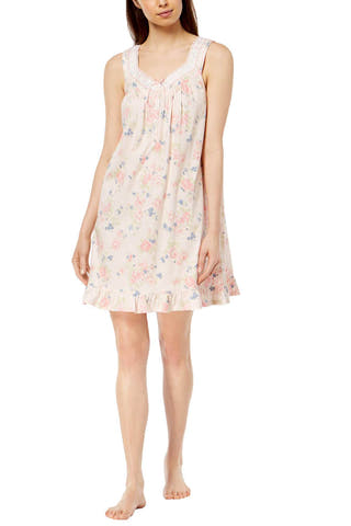 Charter Club Intimates Pink Rambling Rose Sleeveless Pleated Ruffle Nightgown