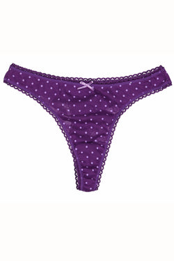 Charter Club Intimates Plum Dots Pretty Cotton Thong thumbnail 3