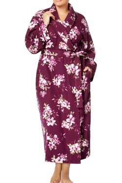 Charter Club Intimates Plum/Floral-Vinyard Long Quilted Robe thumbnail 2