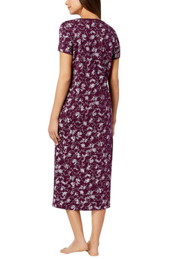 Charter Club Intimates Plum-Sherry Rose Print Picot Trim Nightgown thumbnail 3
