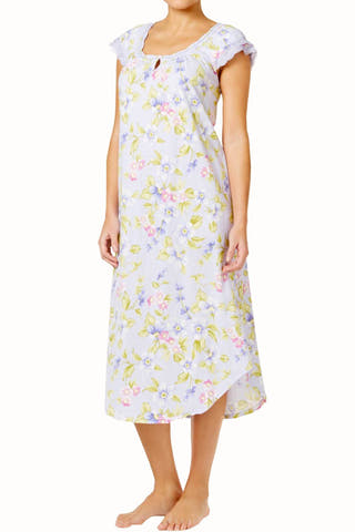 Charter Club Intimates Purple Botanical Flutter-Sleeve Knit Night Gown