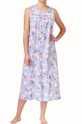 Charter Club Intimates Purple Floral Lace-Trimmed Embroidered Night Gown