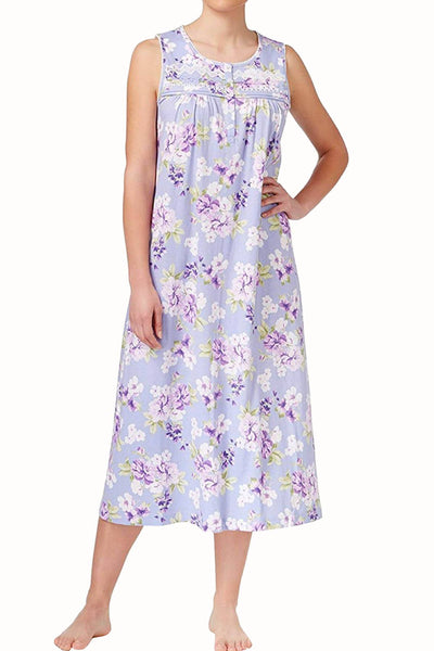 Charter Club Intimates Purple Floral Lace-Trimmed Embroidered Night Gown
