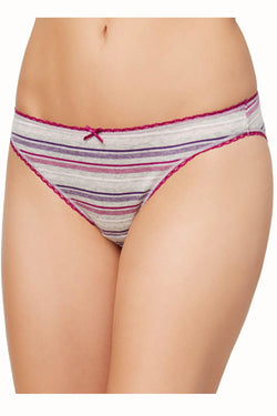 Charter Club Intimates Purple/Grey-Stripe Pretty Cotton Bikini Brief thumbnail 3