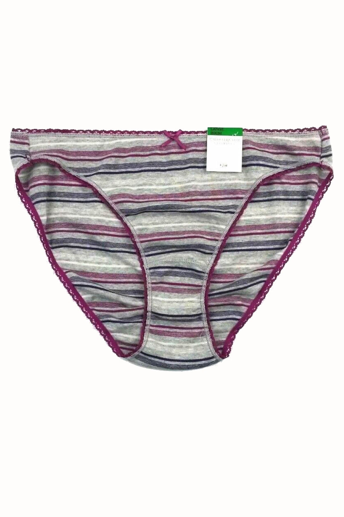 Charter Club Intimates Purple/Grey-Stripe Pretty Cotton Bikini Brief