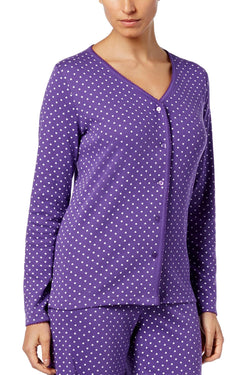 Charter Club Intimates Purple Scattered-Hearts Printed Cotton PJ Top thumbnail 1