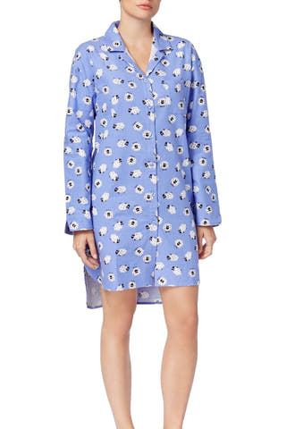 Charter Club Intimates Purple/Tossed-Sheep Printed Flannel Sleep-Shirt