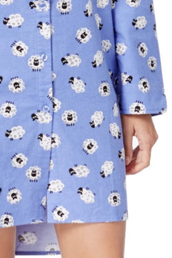 Charter Club Intimates Purple/Tossed-Sheep Printed Flannel Sleep-Shirt thumbnail 3