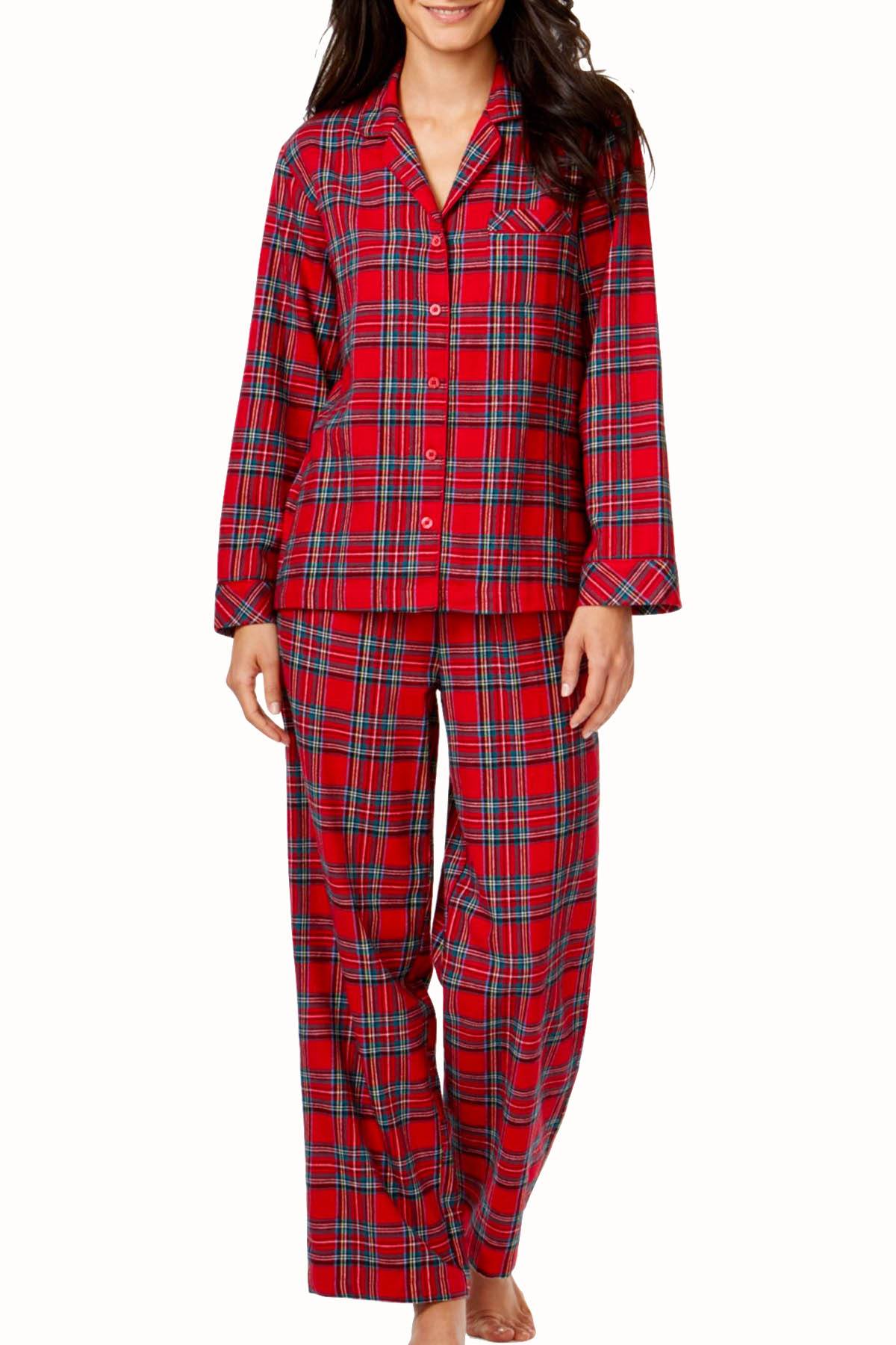 Charter Club Intimates Red Brinkley Plaid Pajama 2-Piece Set