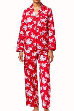 Charter Club Intimates Red/Pink Rose Printed Flannel PJ 2-Piece Set thumbnail 1