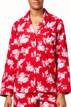 Charter Club Intimates Red/Pink Rose Printed Flannel PJ 2-Piece Set thumbnail 2