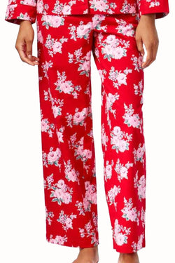Charter Club Intimates Red/Pink Rose Printed Flannel PJ 2-Piece Set thumbnail 3