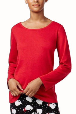Charter Club Intimates Red Scoop-Neck Long-Sleeve Sleep Tee thumbnail 1
