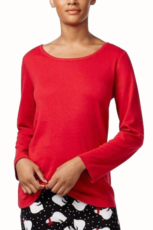 Charter Club Intimates Red Scoop-Neck Long-Sleeve Sleep Tee