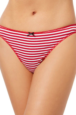 Charter Club Intimates Red-Stripe Pretty Cotton Thong thumbnail 1