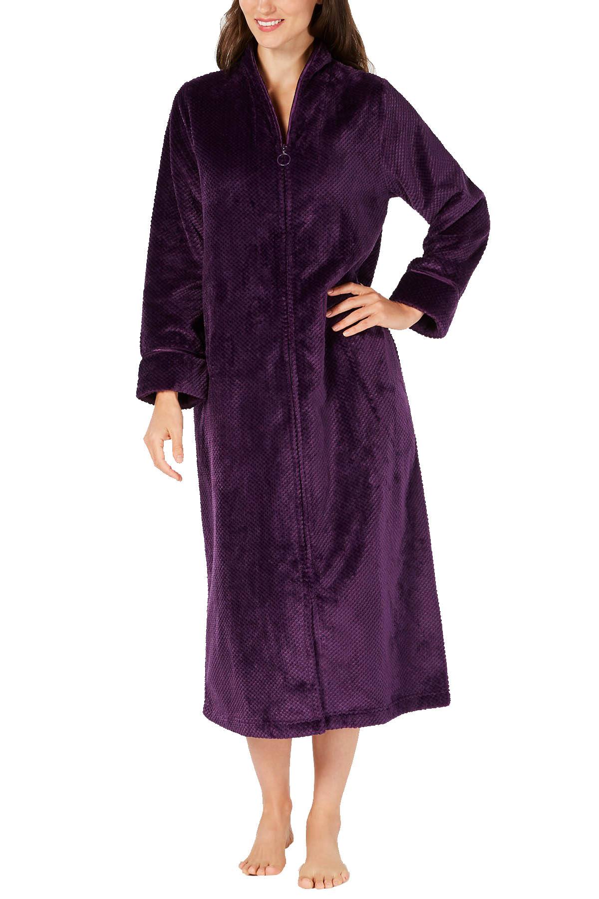 Charter Club Intimates Rich-Concord Dimple Textured Long Zip Robe