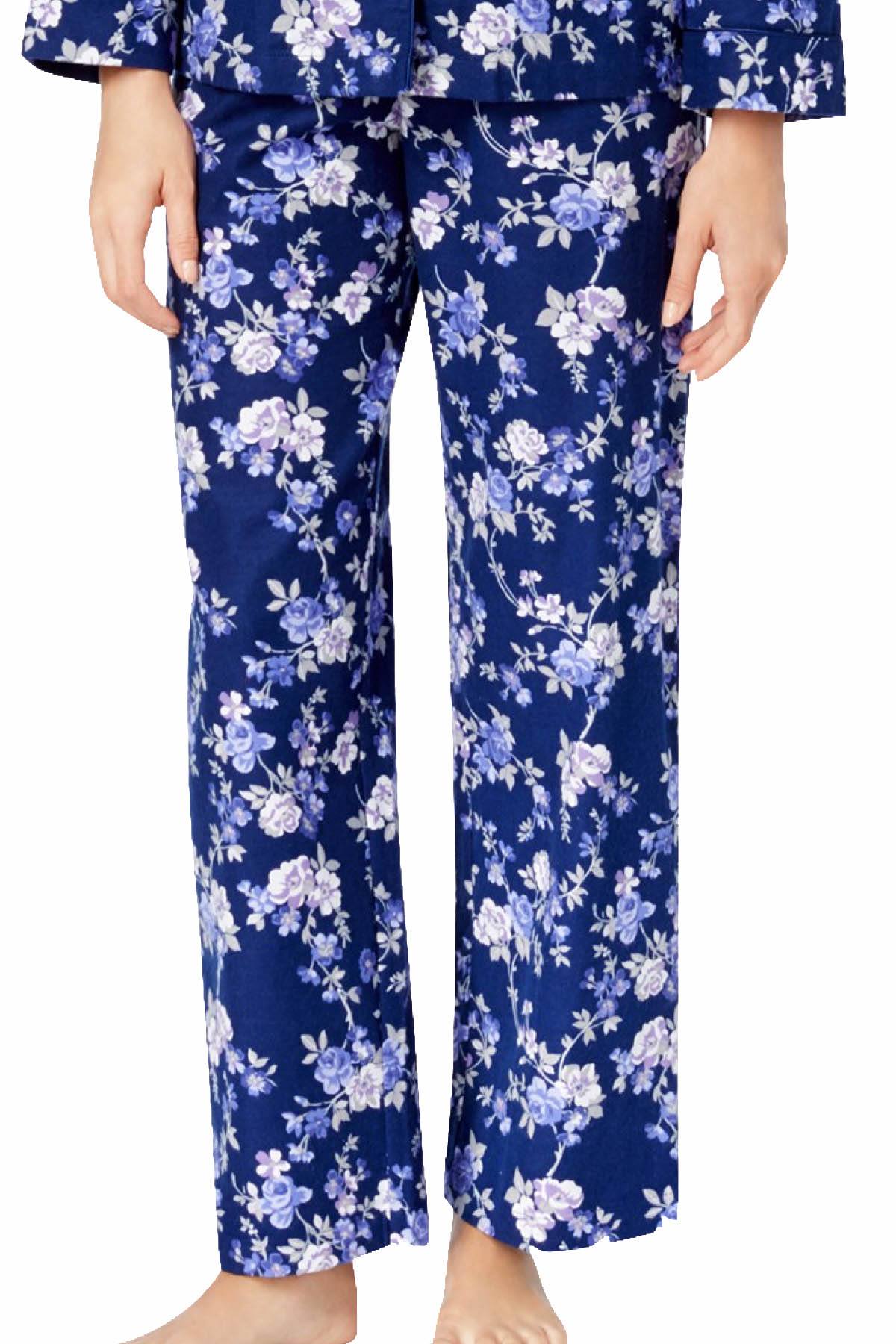 Charter Club Intimates Rose-Garden Floral-Printed Cotton/Flannel Pajama Set