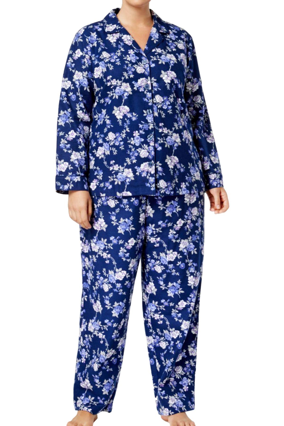 Charter Club Intimates Rose-Garden Floral-Printed Cotton/Flannel Pajama Set