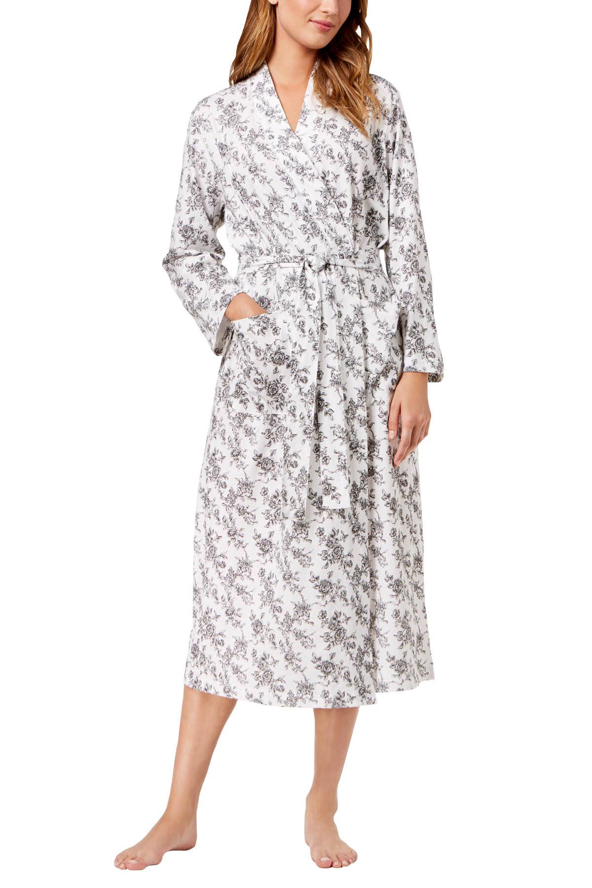 Charter Club Intimates Rose-Toile Printed Cotton Wrap Robe